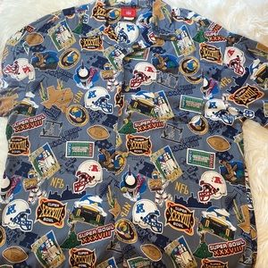 Vintage NFL Super Bowl Football Button Up Front Shirt Men Sz XL